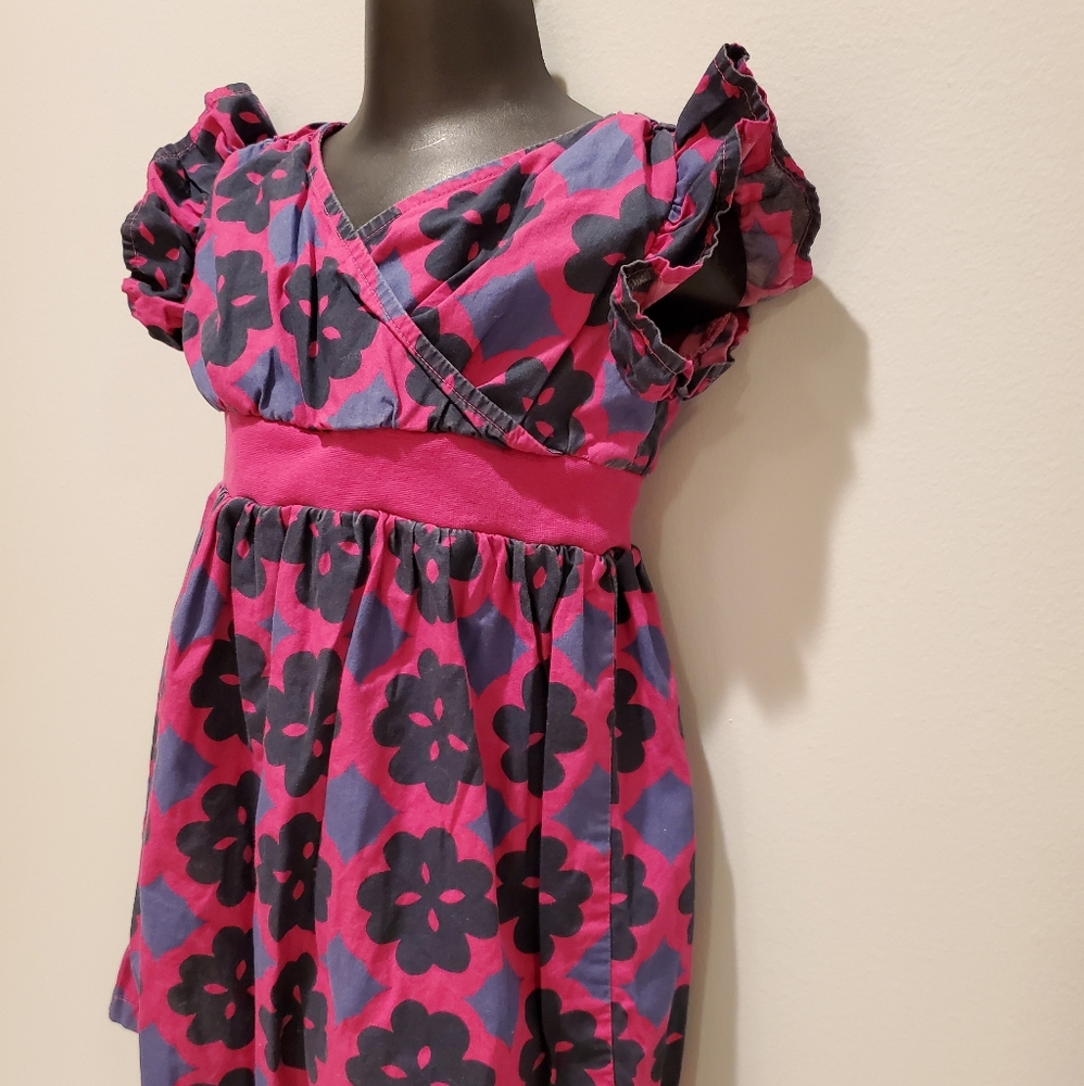 Tea Collection Pink and Blue Floral Wrap Dress - Picture 7 of 9